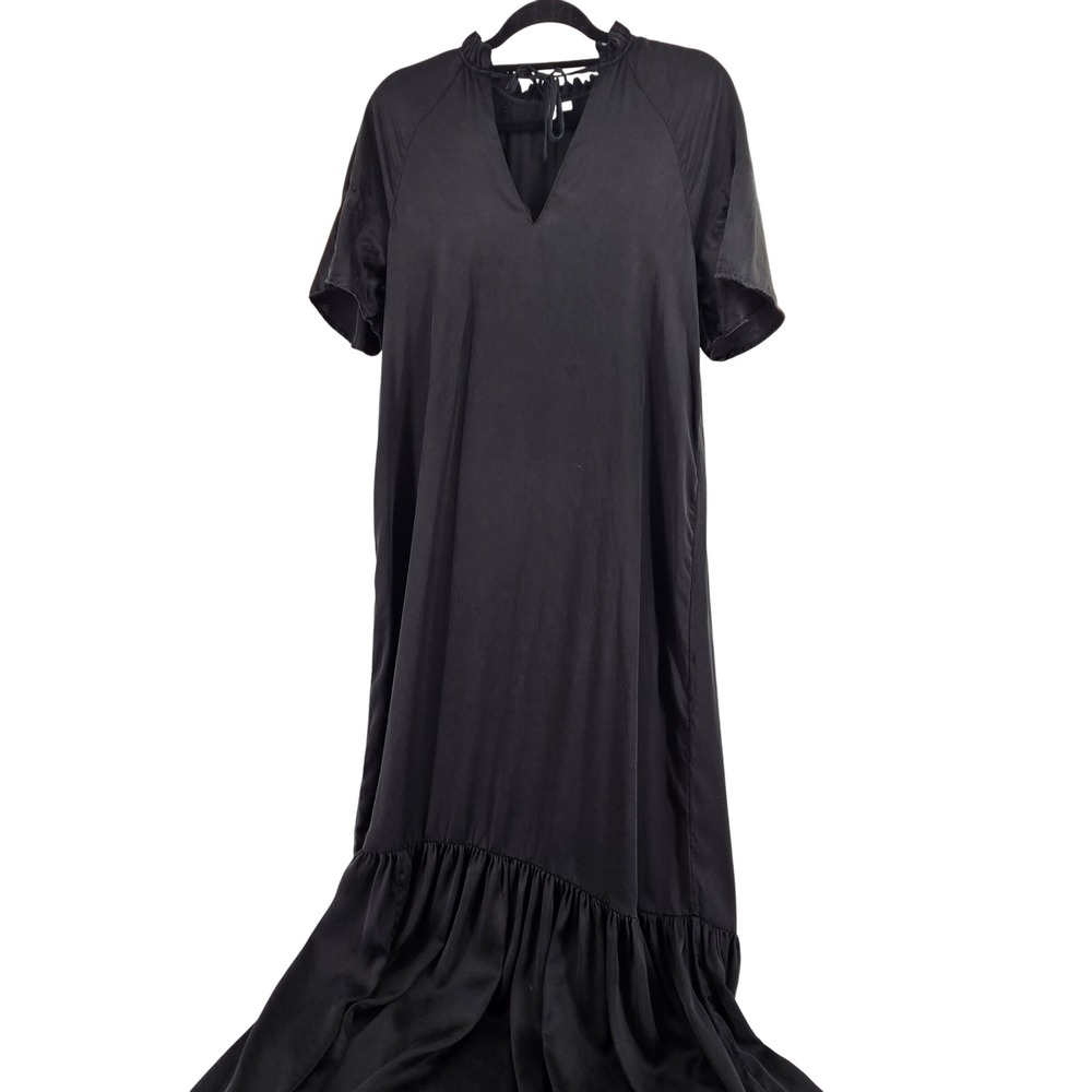 Nordstrom Silk Black Whimsigoth Maxi Dress XS Flowy Dark Romance Party Classic